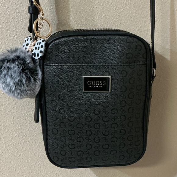GUESS Charcoal Crossbody Bag with Pom Pom - Picture 2 of 10